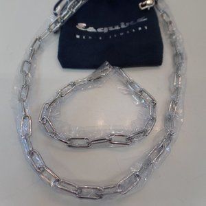 ESQUIRE Men's Jewelry 2-Pc Set Chain Necklace 18.5" & Bracelet 8.5" NEW W Pouch